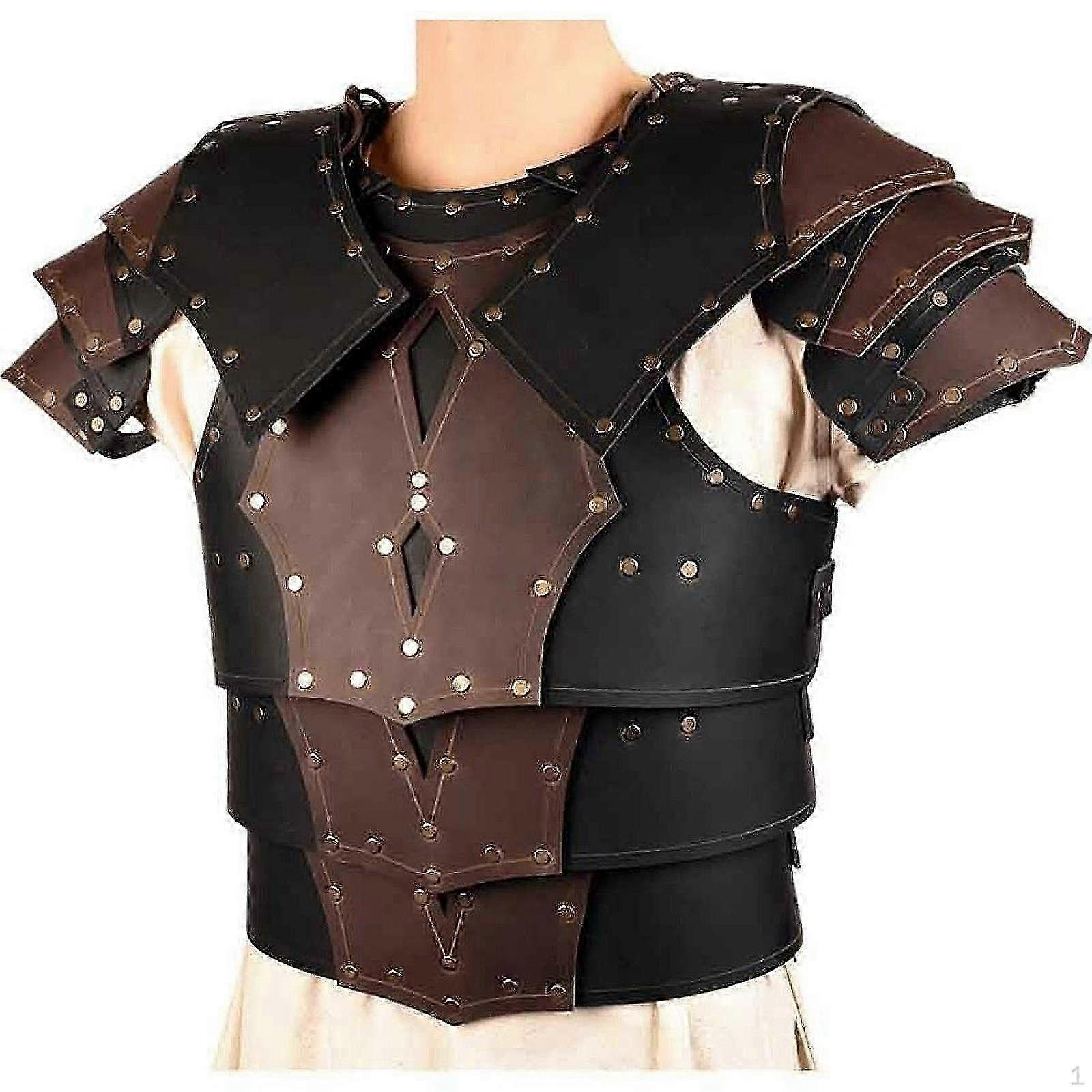 Medieval Chest Armor with Adjustable Steampunk Shoulder Harness PU Leather Gothic Cosplay