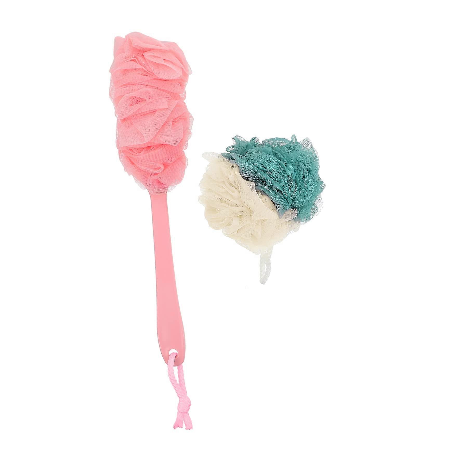 Bath Back Scrubber with Long Handle Mesh Shower Brush for Gentle Exfoliation and Deep Cleaning