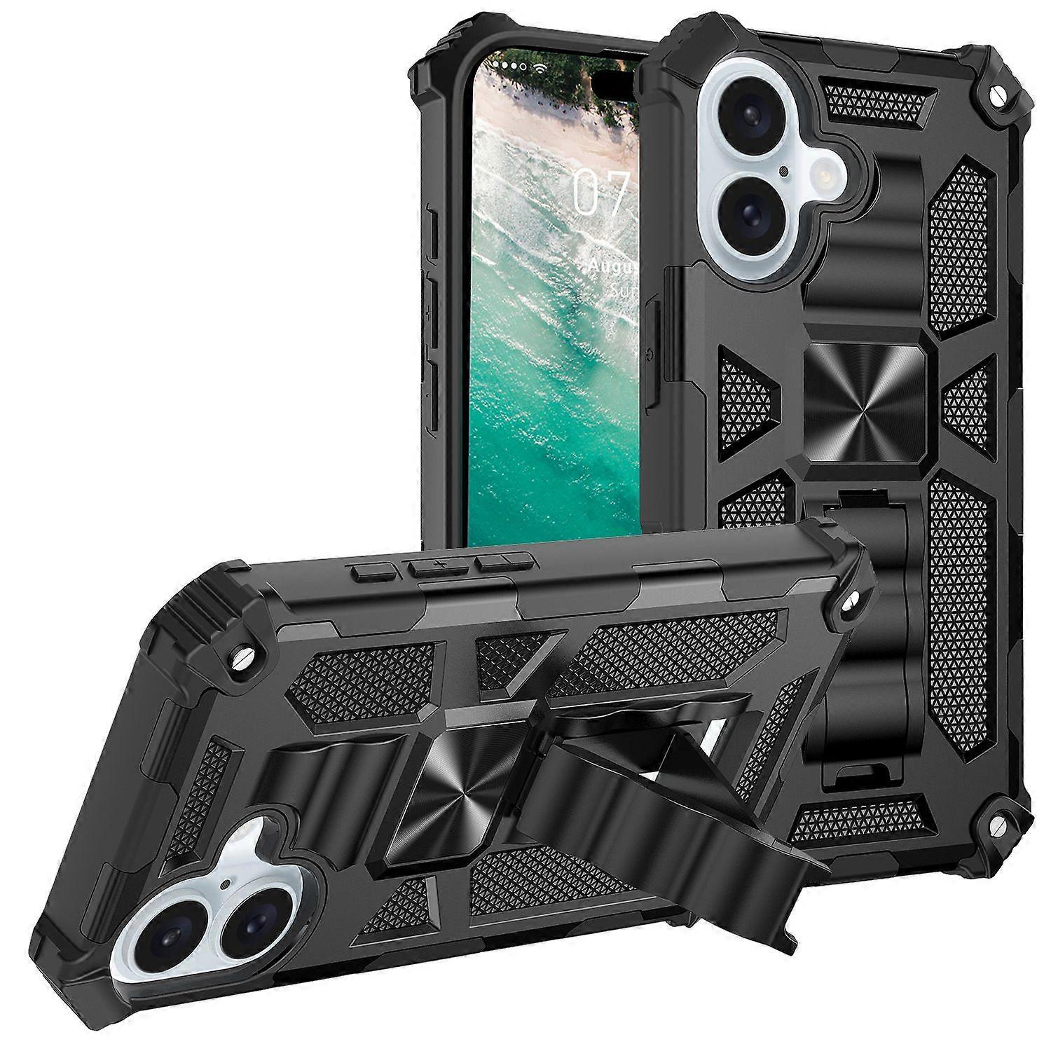 For iPhone 16 Plus Phone Case Kickstand Drop Protection PC + TPU Back Cover