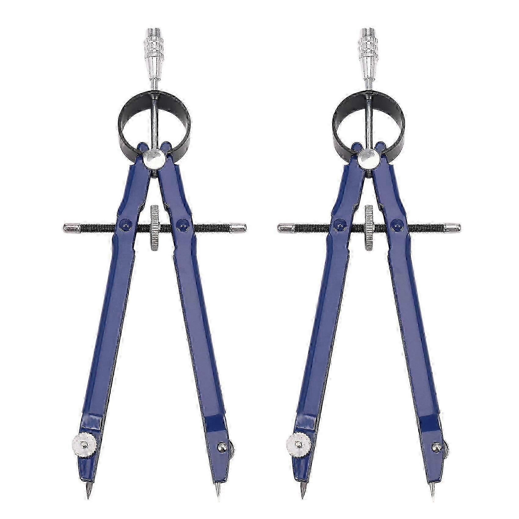 2 Pack Drafting Compass with Lock Math Bow Compass Drawing Metal Compass with Wheel Geometry Compass Bow Divider Precision Student Compass for Art Sch