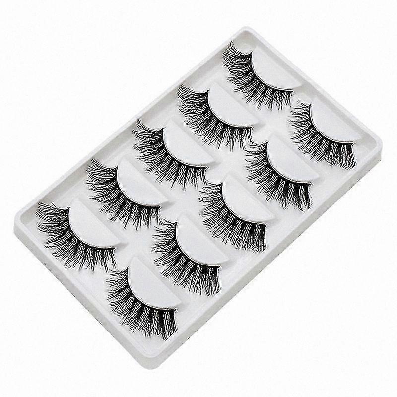 5 Pairs 3D Artificial Fiber False Eyelashes, Realistic Curly Lashes