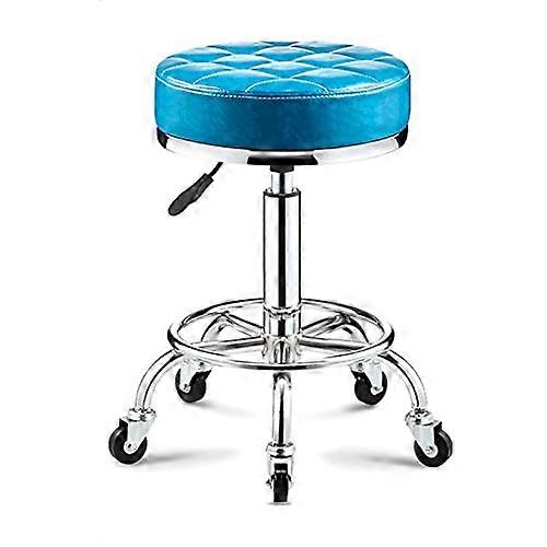 Adjustable Swivel Stool with Wheels, PU Leather Rolling Bar Stool with Footrest, Height Adjustable Seat