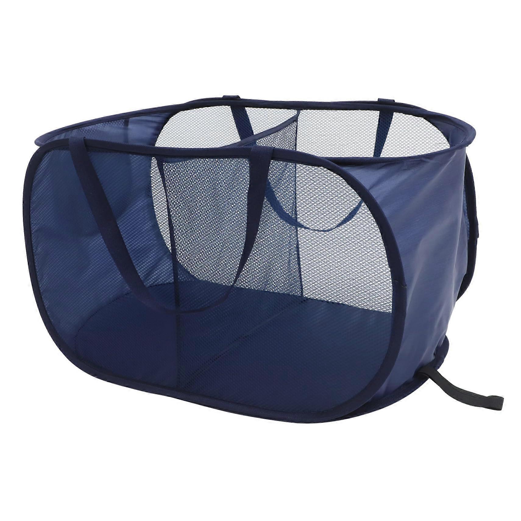 Foldable Laundry Hamper with Handles, Large Capacity Mesh Basket, Dual Compartment Bedroom Storage