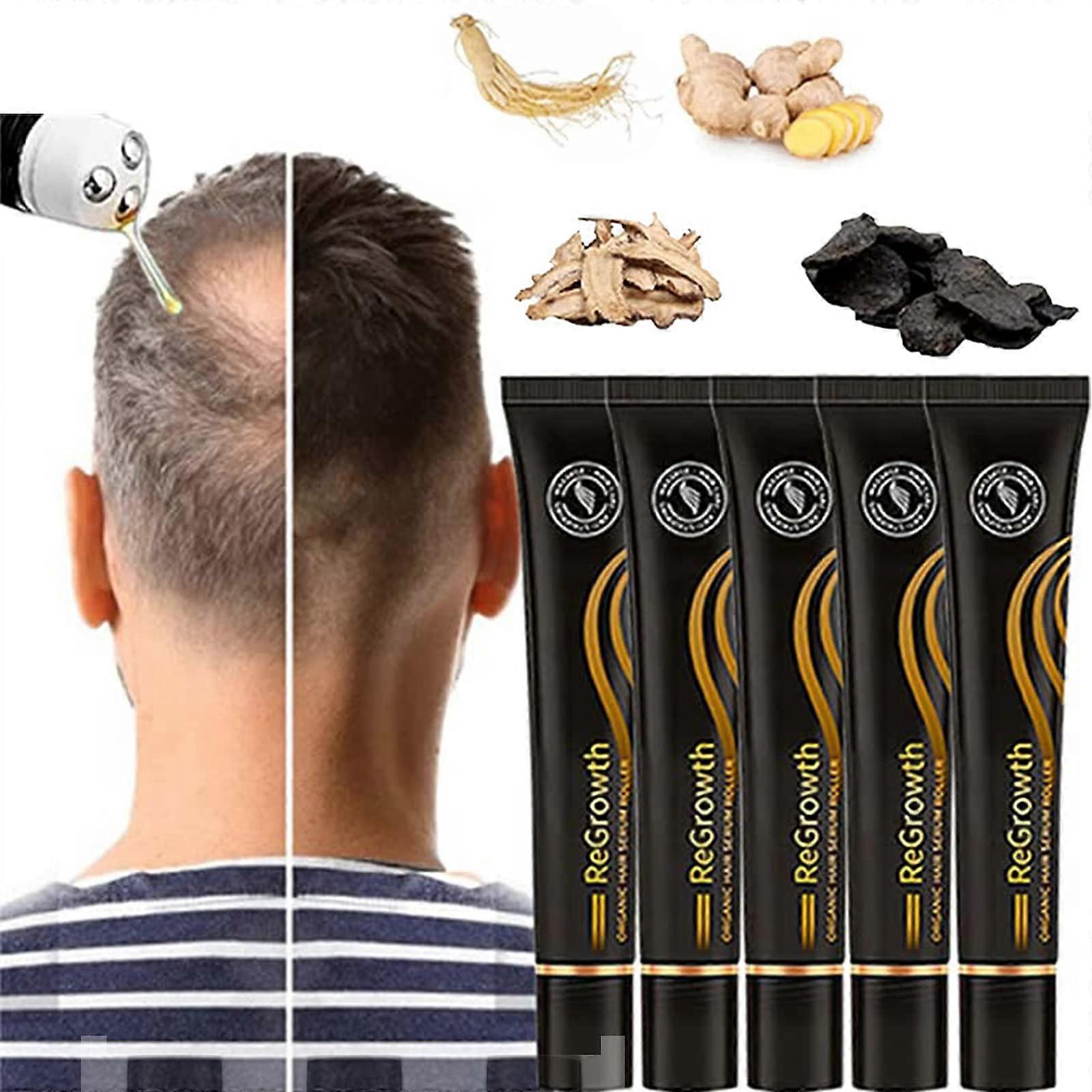 Hair Growth Serum Roller Set with Triple Roller Precision for Even Application, Organic Formula, 5PCS