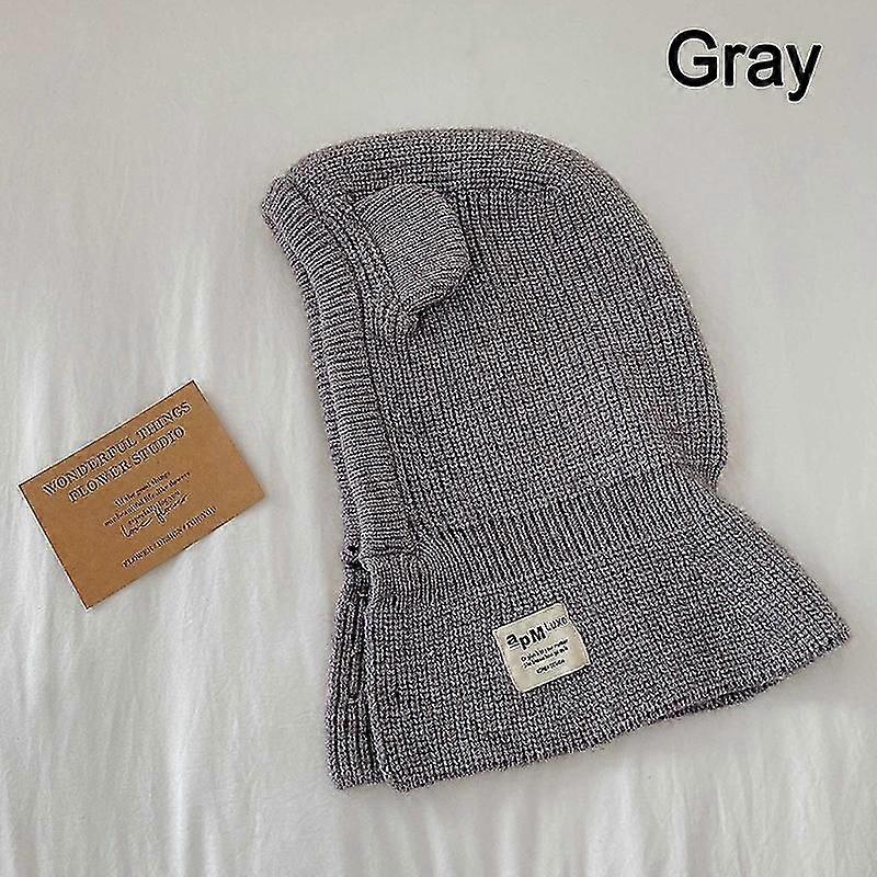 Cute Bear Ear Kids Winter Knitted Balaclava Hat