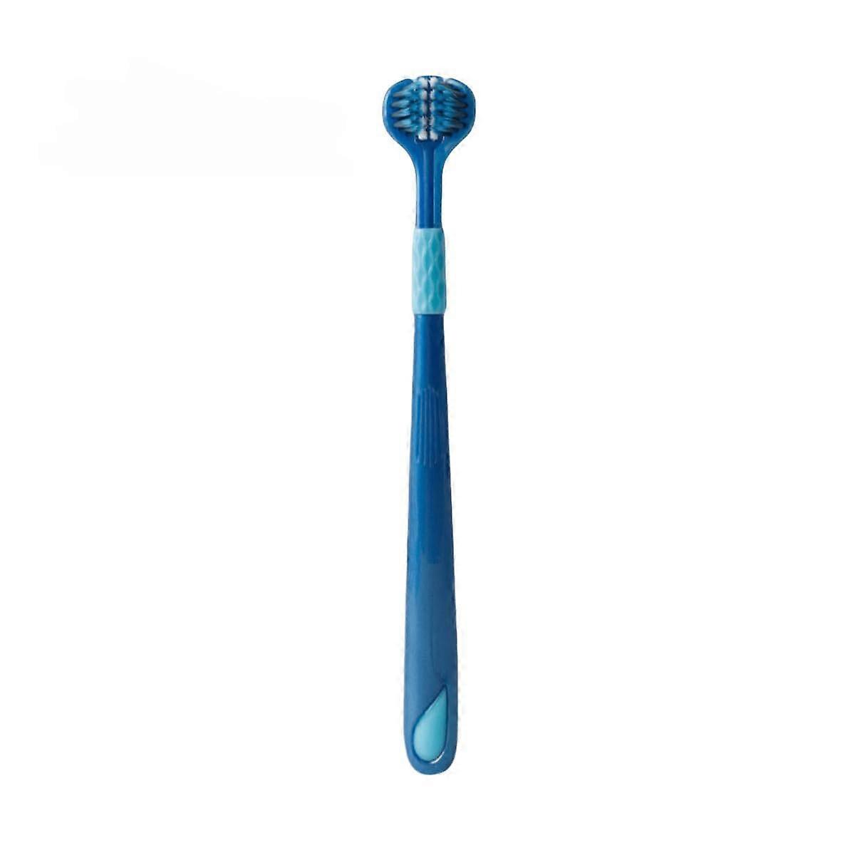 Three Sided Soft Bristle Toothbrush for Adults, Triple Surface Cleaning for Sensitive Teeth, Blue