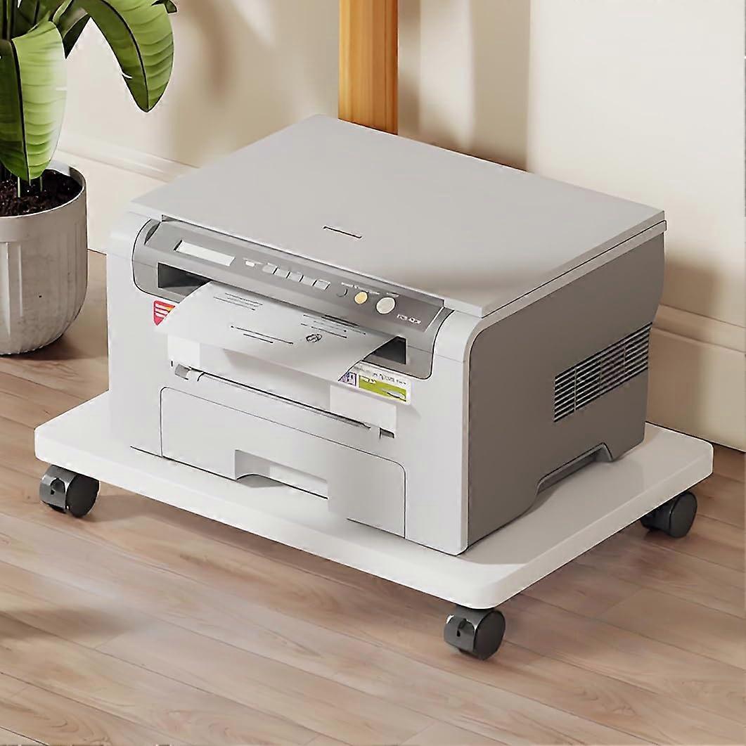 Adjustable Height Rolling Printer Stand with Lockable Wheels and Open Storage Shelf for Home Office