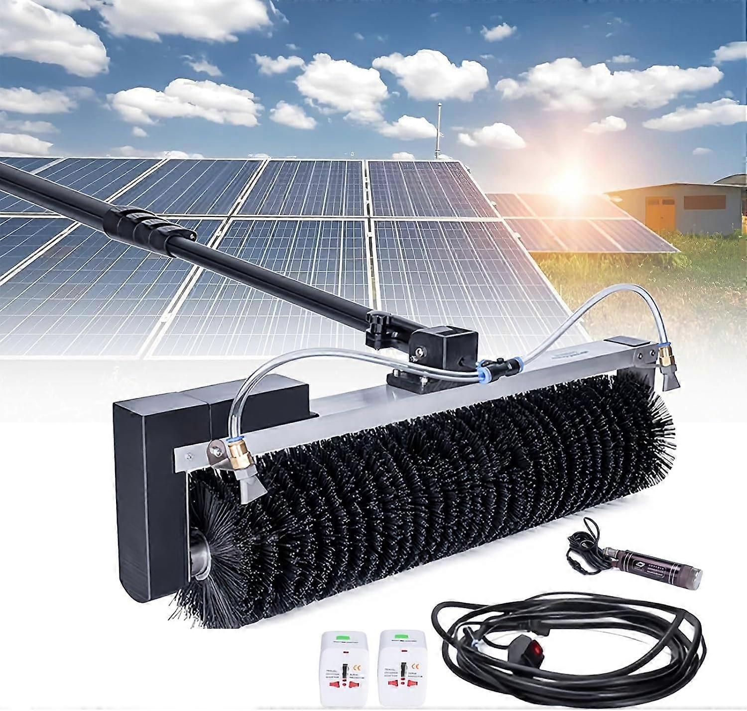 Solar Panel Cleaning Kit with 360° Automatic Rotary Brush, Extendable 7.5m Pole and Water Feed