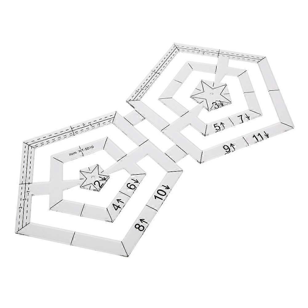 Double Pentagon Quilting Template and Ruler, Clear Acrylic for Easy Fabric Cutting and Patchwork