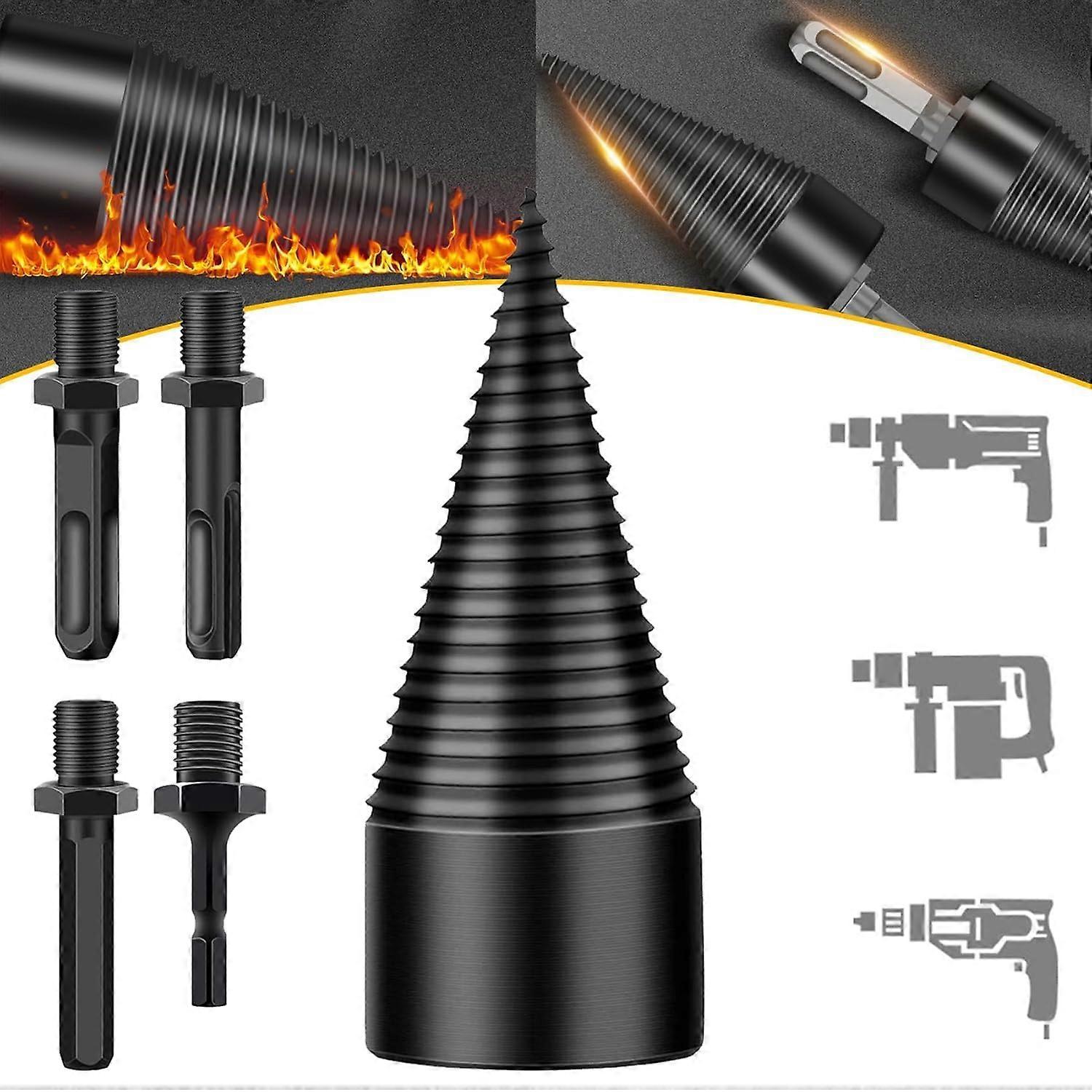 Firewood Log Splitter Drill Bit 32mm with Detachable Screw Cone for Electric Drill
