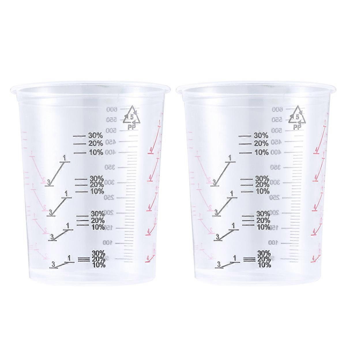 Transparent Paint Scale Cup Plastic Measuring Cup for Holding Use 2Pcs