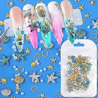 Nail Art Charms Ocean Theme 3D Starfish Shell Pearl Summer Beach Nail Decorations