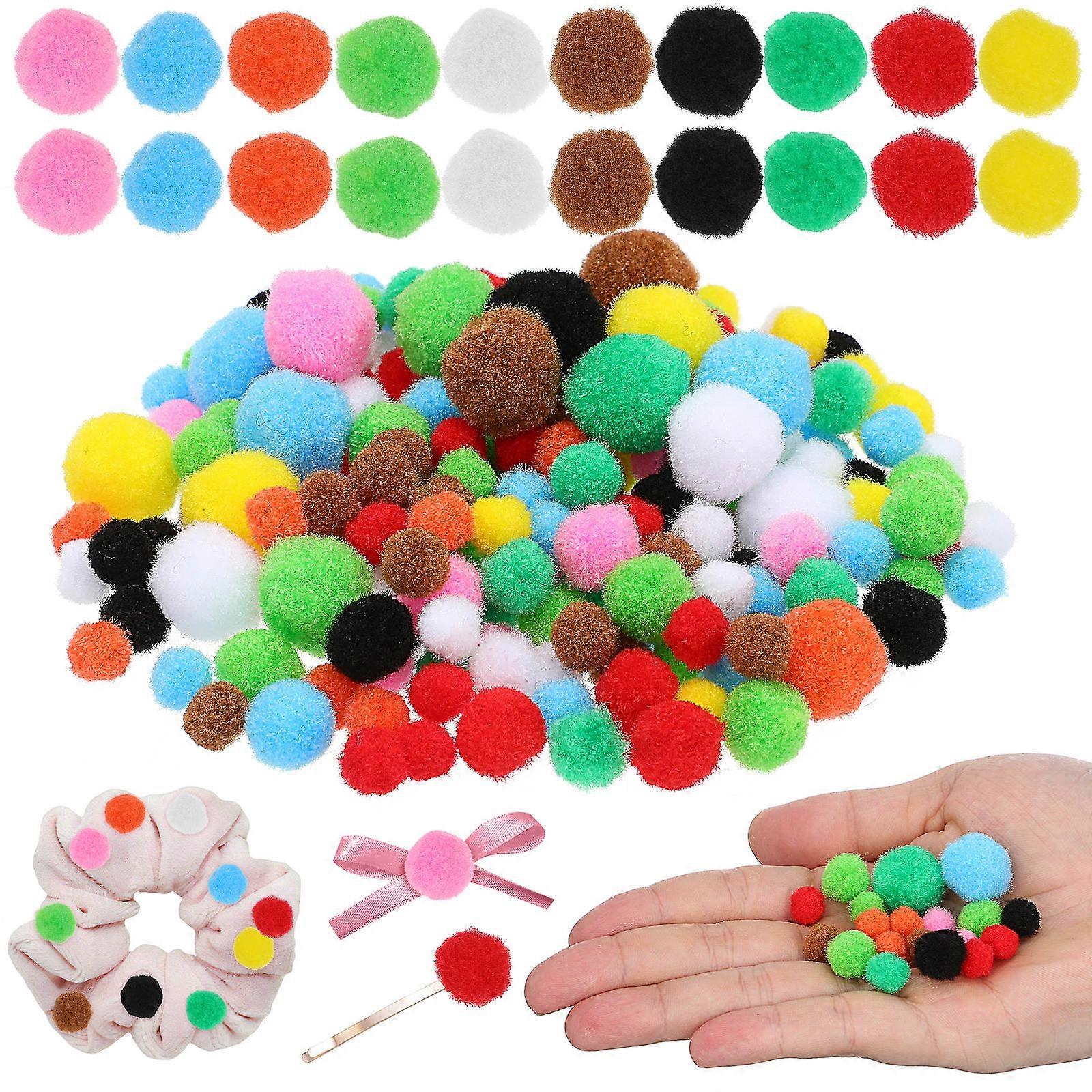 DIY Fluffy Pom Poms Plush Material for Craft Projects 200Pcs Set