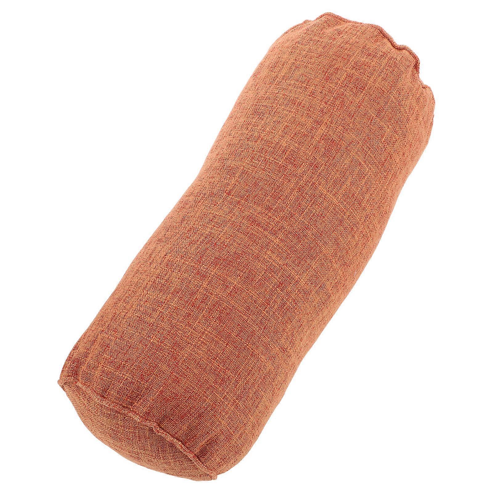 Orange Cervical Throw Pillow for Neck Support Yoga Use with Design