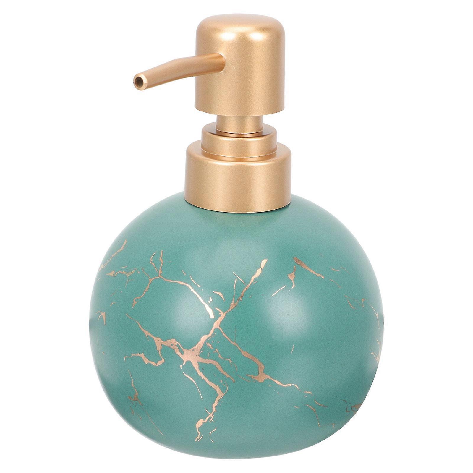 Dark Green Ceramic Pump Bottle for Liquid Soap Dispensing