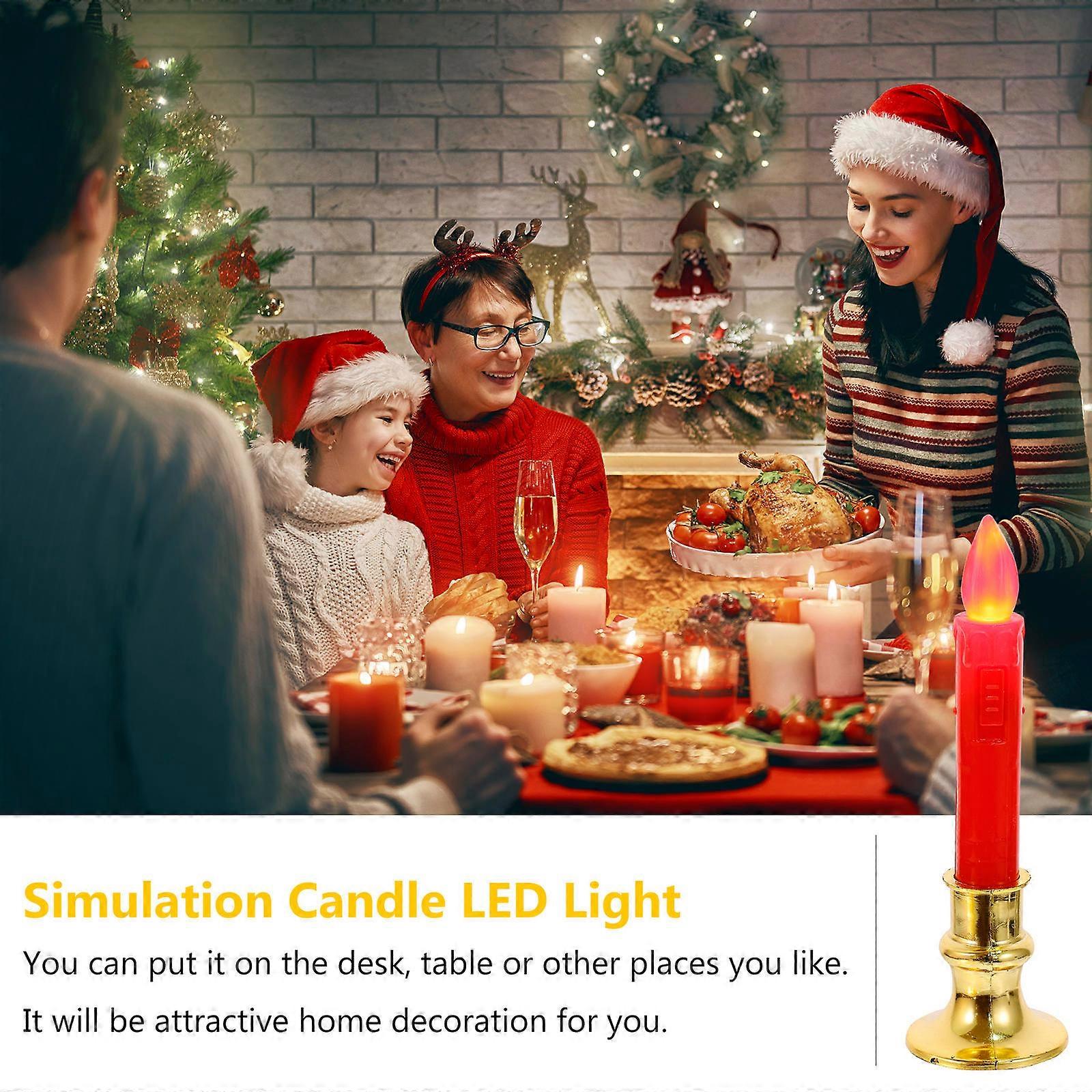 LED Electronic Candle Light Simulation Candle for Decor 12Pcs Red Plastic Lights