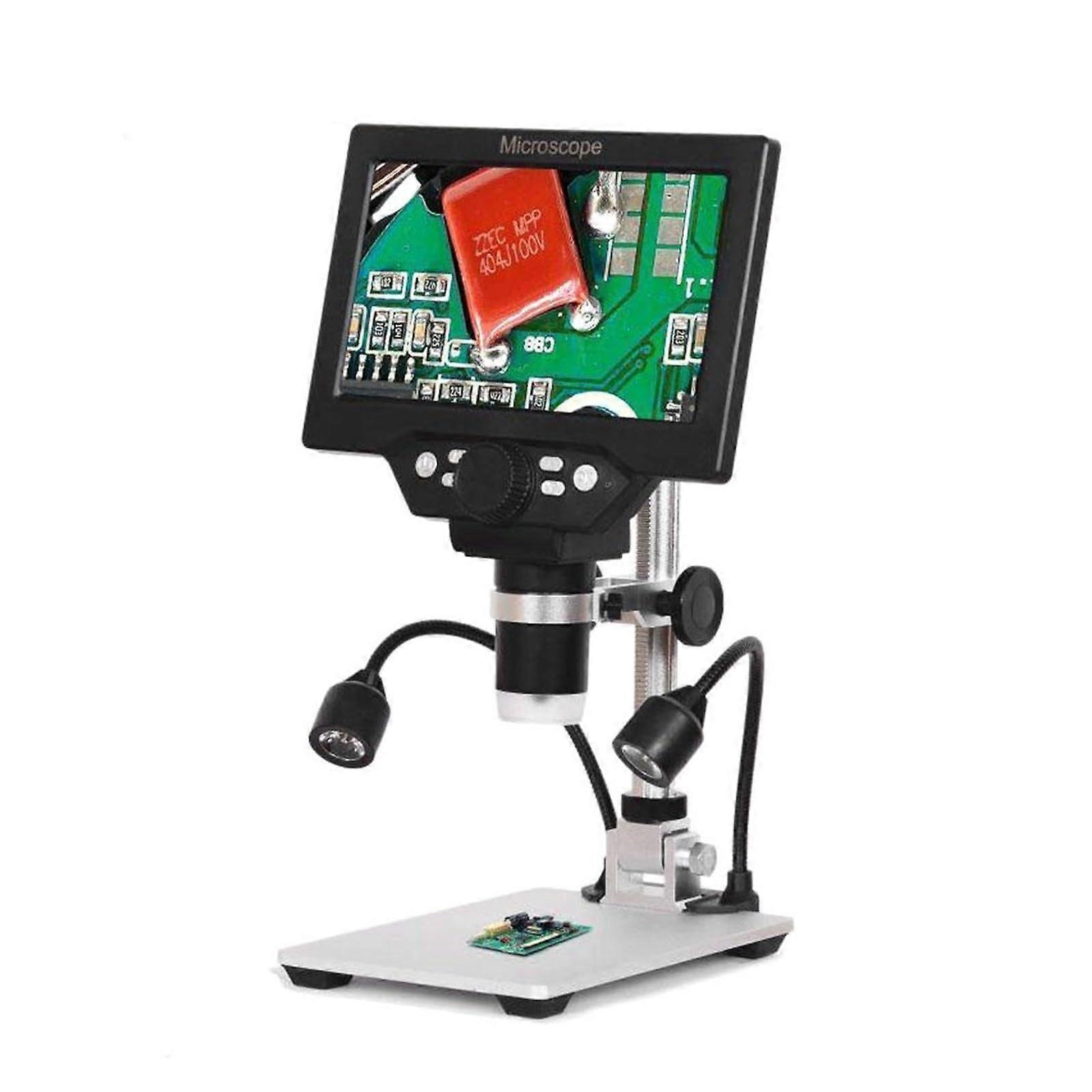 7 Inch LCD Digital Microscope 12MP 11200X Continuous Zoom with Angle Adjustable Lighting for Soldering