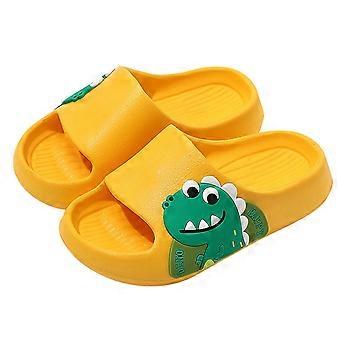 Jongens en meisjes slippers, zomerse comfortabele slippers met cartoon dinosaurusprint, open teenslippers, geel, maat 11-11,5 jaar