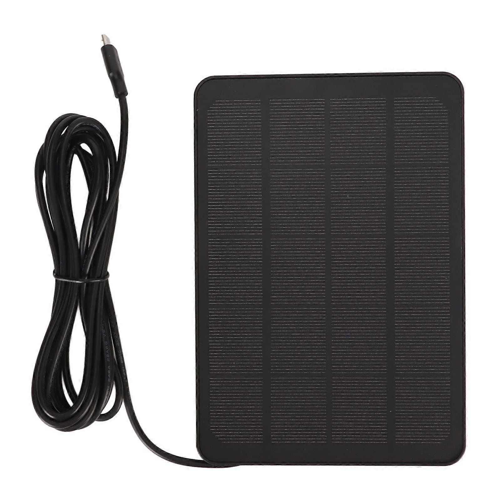 5V 4W  Efficiency Solar Panel Charger IP65 Waterproof Camera Solar Panel with Micro USB C Compatibility Black