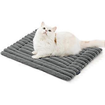 Selbsterwärmende Haustierbettmatte, nicht elektrisch, geeignet für Hunde und Katzen, Plüschkissen aus Kaninchenfell (Grau, 61 x 45 cm)