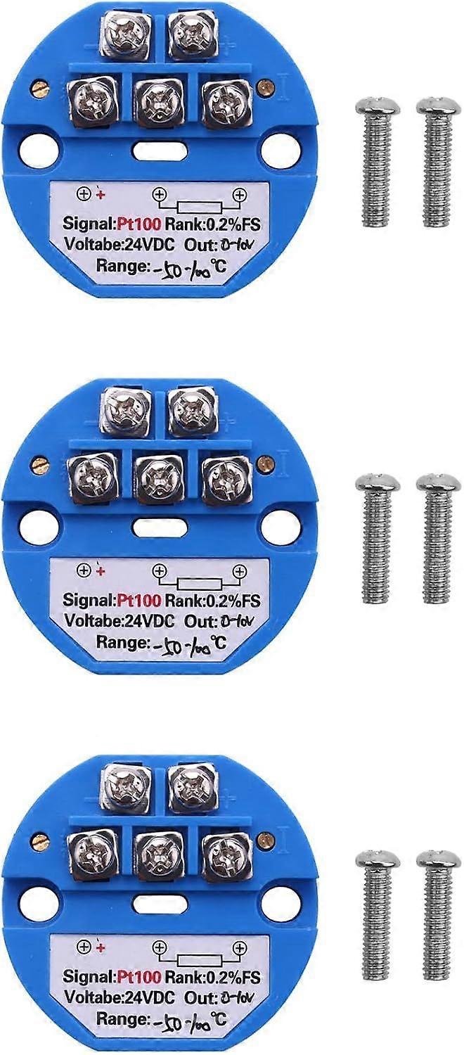 3 Adet RTD PT100 DC24V Sıcaklık Verici, 50~100 derece, 0-10V