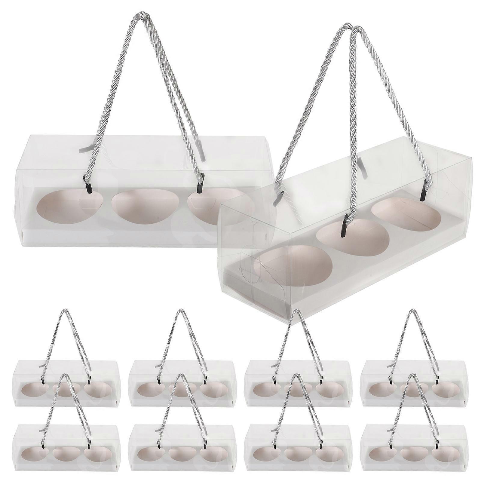 10Pcs Egg-yolk Puff Boxes Portable Cookies Biscuits Case Packaging Boxes for Bakery