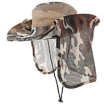 Hats With Nets For Bugs Wide Brim Fishing Hat For Hunting Travel Green Camouflage 40x40CM Sun Shade 1Pack