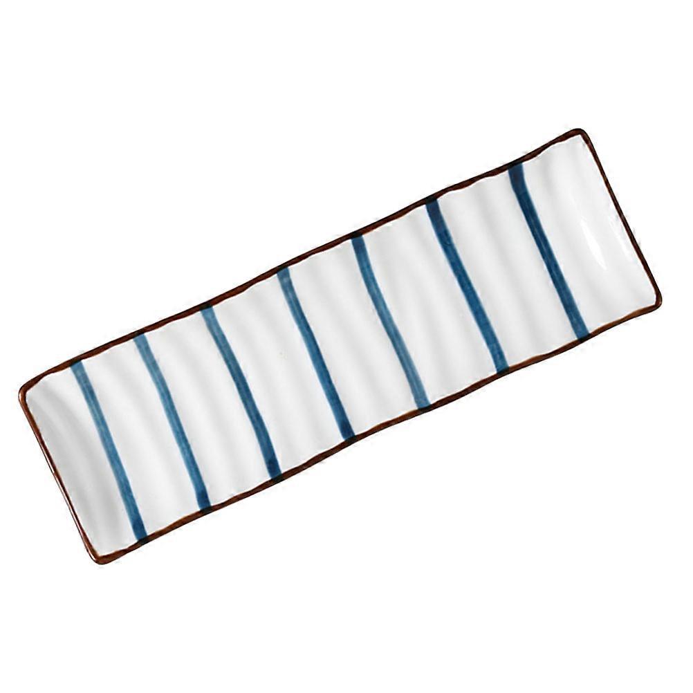 Sushi Serving Dish Ceramic Plate Japanese Wind For Entertainment Rectangular Shape 1Set