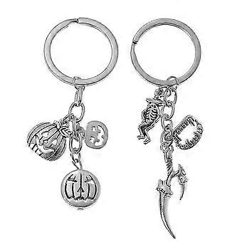 Halloween Pumpkin Metal Keychain Keyring Pendant Accessories for Bags Handbags Friends Family Gifts 2Pack