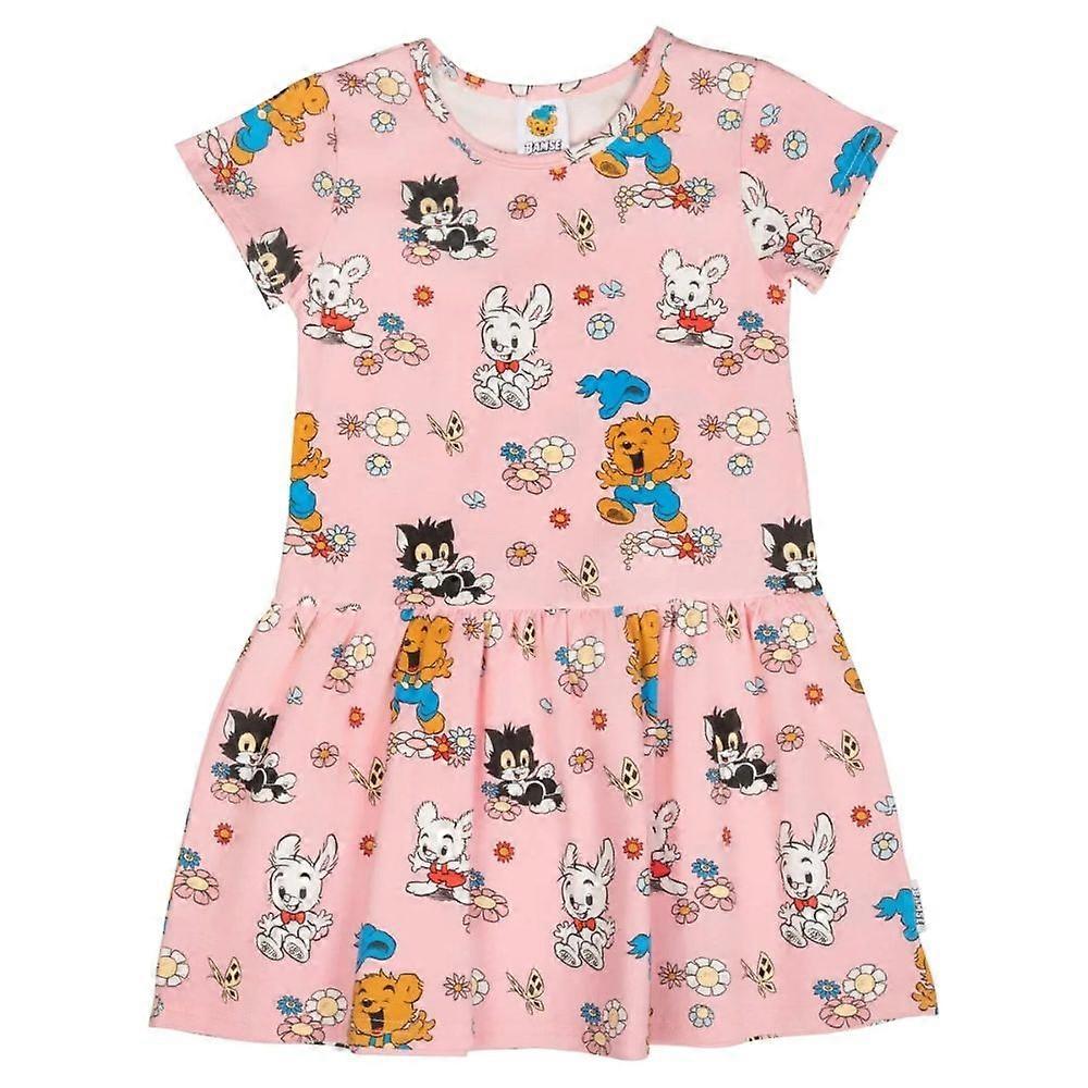 Bamse och blommor-klänning  rosa
