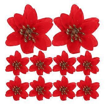 10stk kunstig jul blomst simulering dekoration blomst til julefest