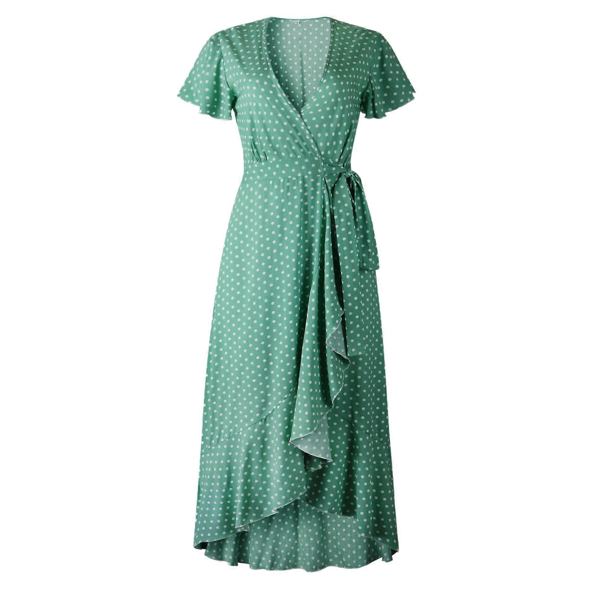Kvinnor Klänning Boho Wrap Klänning V Hals High Split Casual