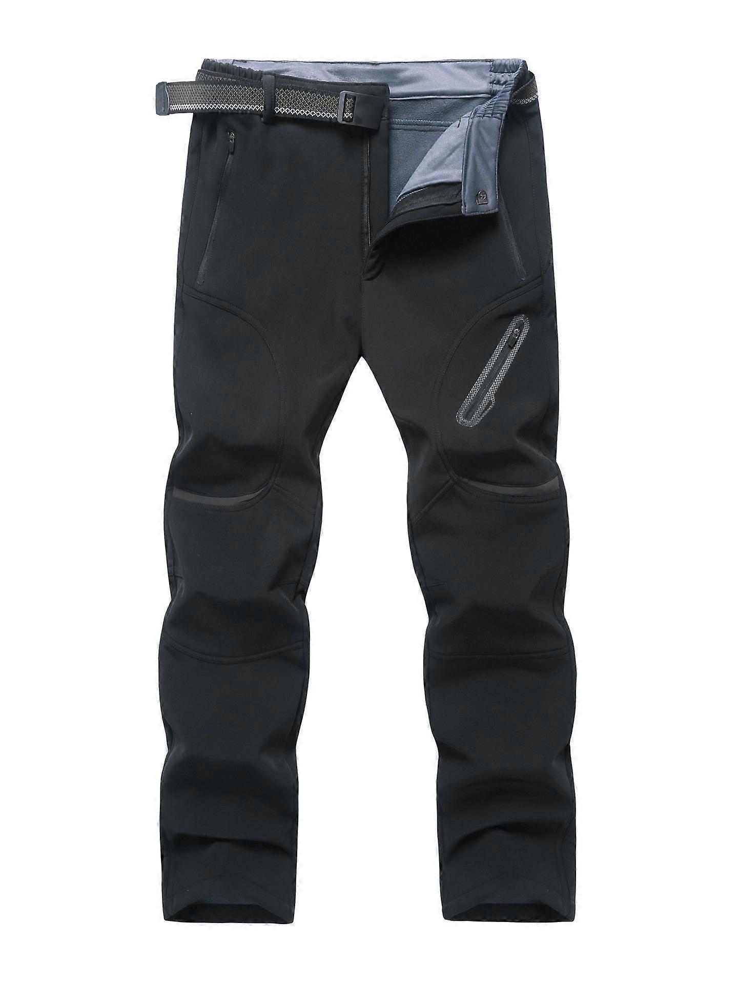 Plus Size Men's Gothic Softshell Windproof Fleece-Lined Stretch Pants