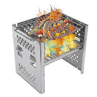 Camping Holzofen Falten Edelstahl Brennofen mit Bbq Grill Aufbewahrungstasche