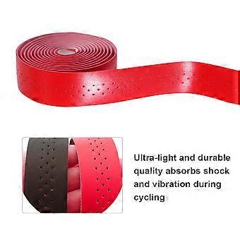 Shock-Absorbant Handlebar Tape for Bicycle Use 1Set Red PU Wrap