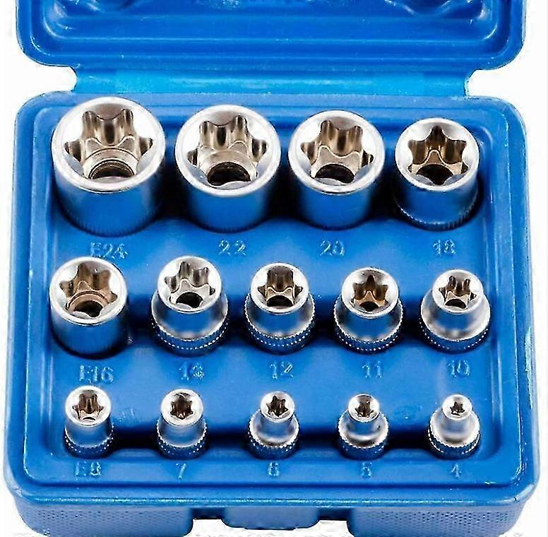 14pcs E4-E24 E-Hex Female Torx Socket Set