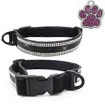 Hundehalsband. Glitzerndes Strasshalsband für Hunde, weiche und sichere Schnalle, verstellbar, Kristallhalsband für Welpen, kleine Hunde und Katzen (Größe L, Schwarz)