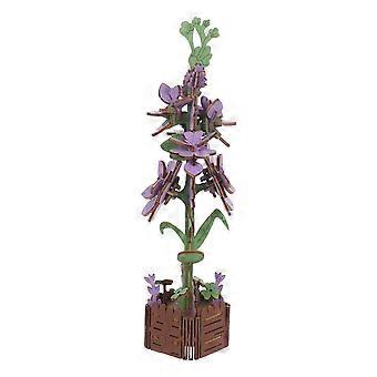 3D Wooden Flower Puzzle Kit Adults Kid DIY Violet Bouquet Craft Building Blocks Artificial Plant Model Educational Art Puzzle for Party Decoration
