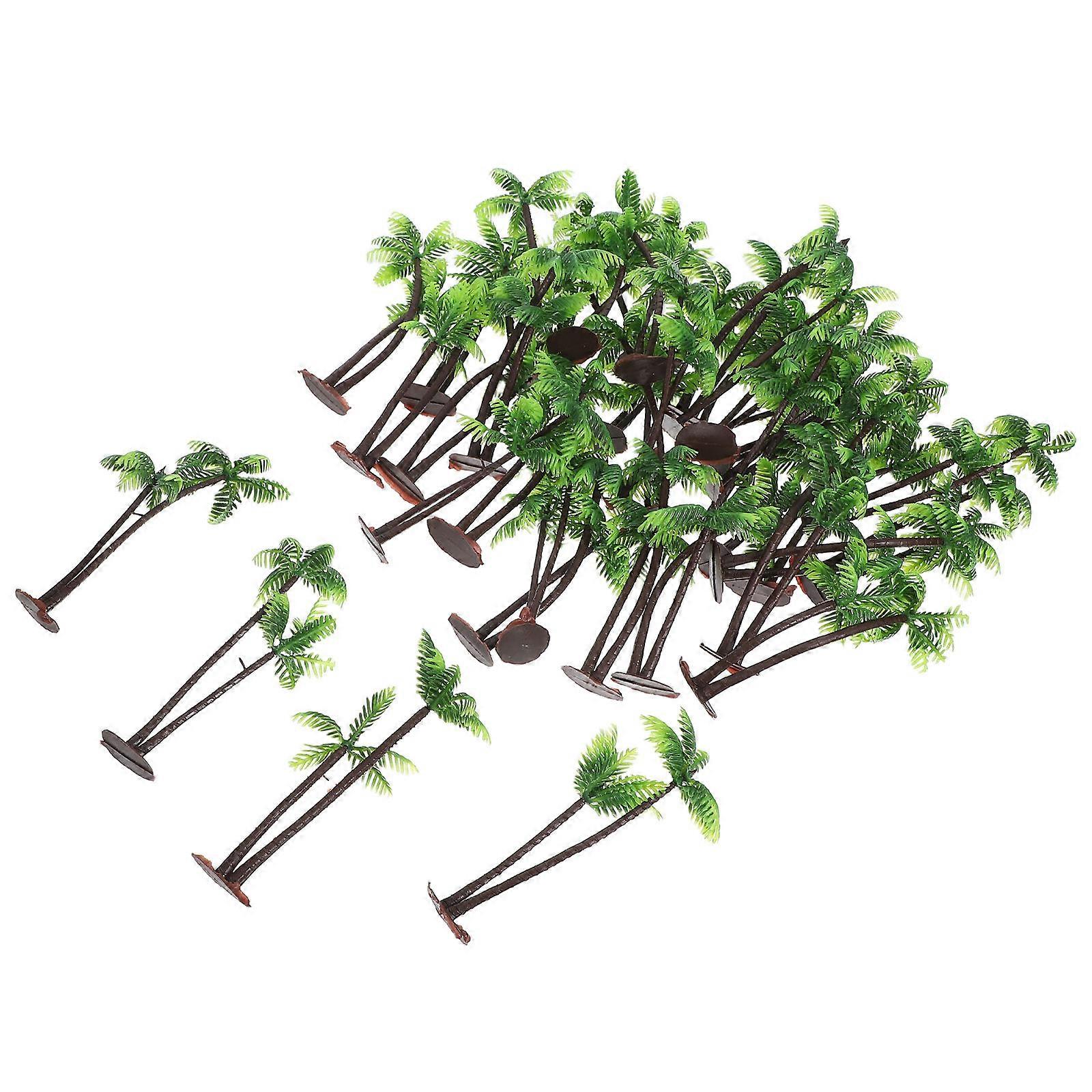 Simulation Coconut Palm Model for Decoration 36Pcs Plastic Mini Palm Trees