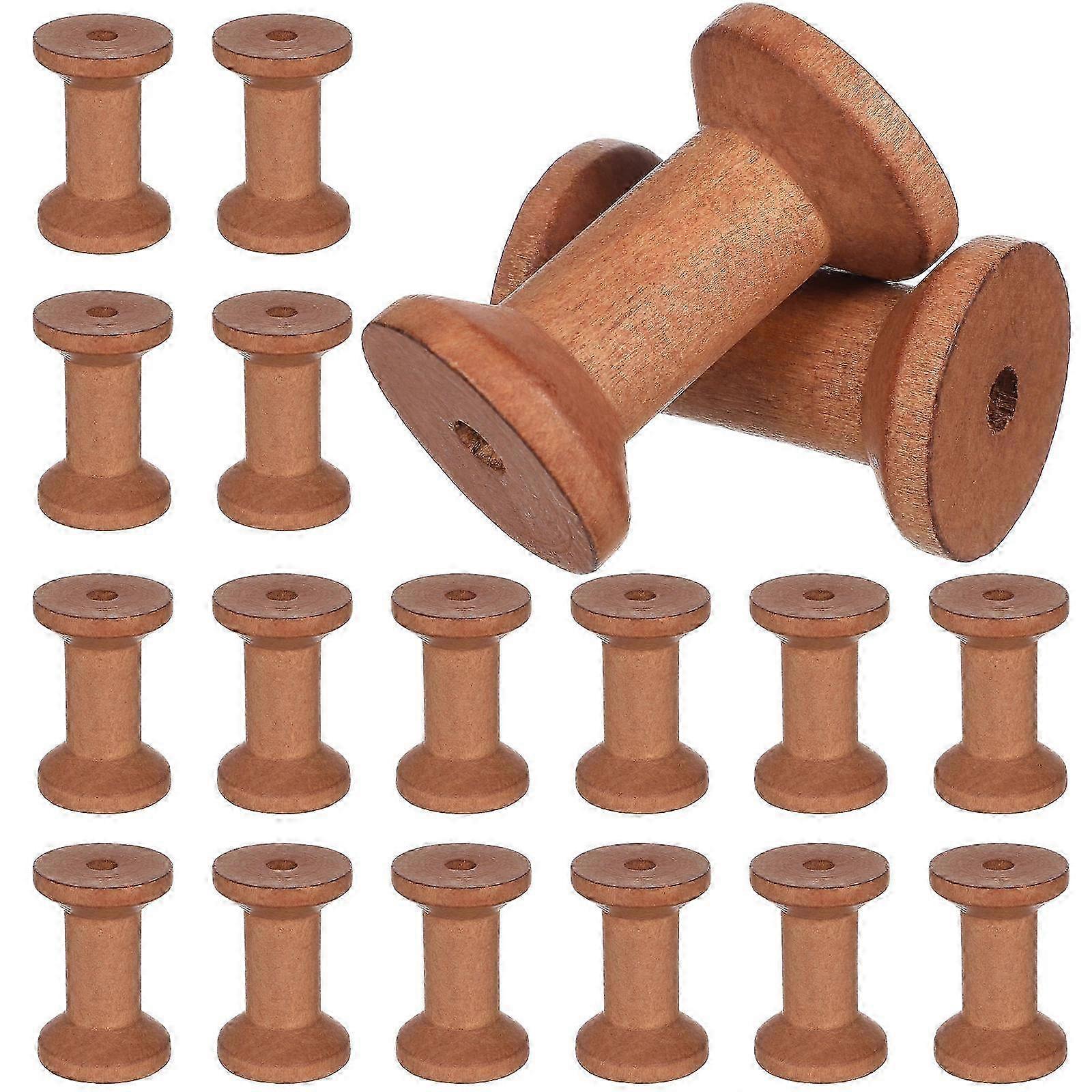 20pcs Empty Thread Spools Wood Spools Thread Holders Empty Ribbon Spools Yarn Spools Sewing Supplies