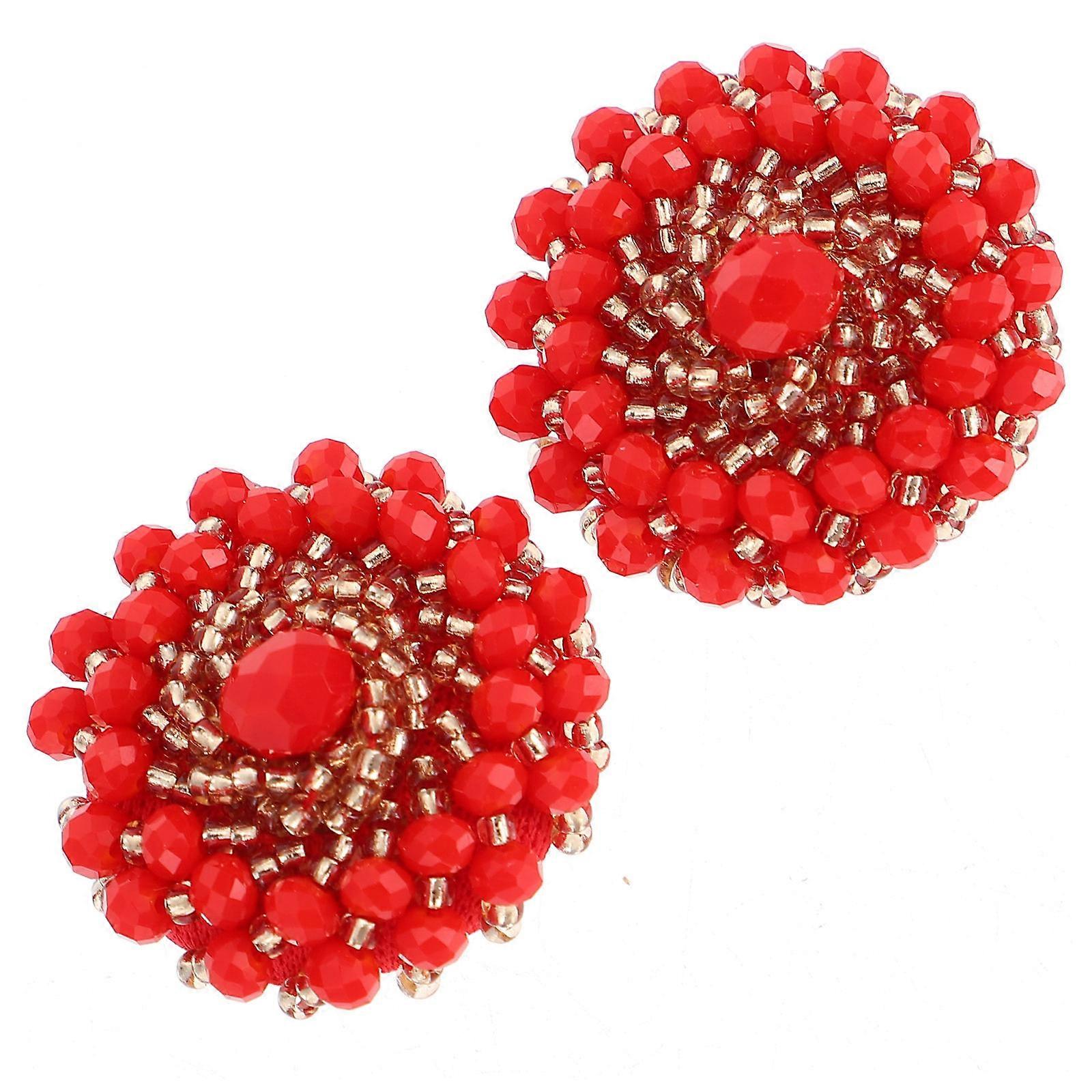 Decor Red Crystal Sewing Buttons 2Pcs Circle Rhinestone Buttons