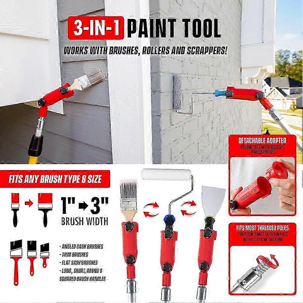 Multi-Angle Paint Brush Extender compatible with High Ceiling,Extension Pole Attachment Holder compatible with Paint Brush,Roller, Scraper