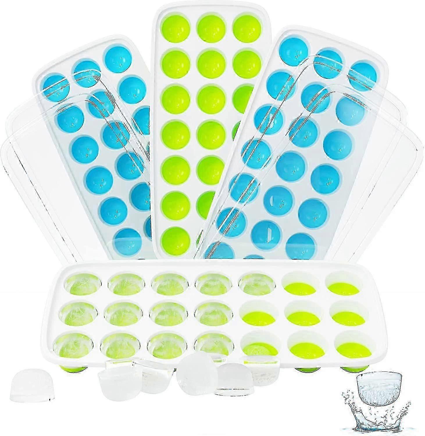 4 Silicone Ice Cube Trays With Lid