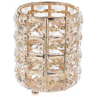 Crystal Makeup Brush Holder for Storage Use 1Pcs Golden White Crystal Pen Holder