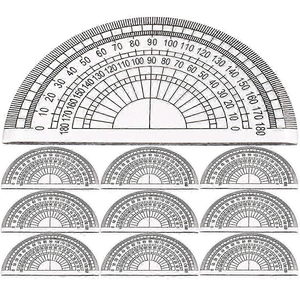 10pcs Plastic Protractors Math Protractor Angle Measurement Tools 180 Degree Protractors for Students