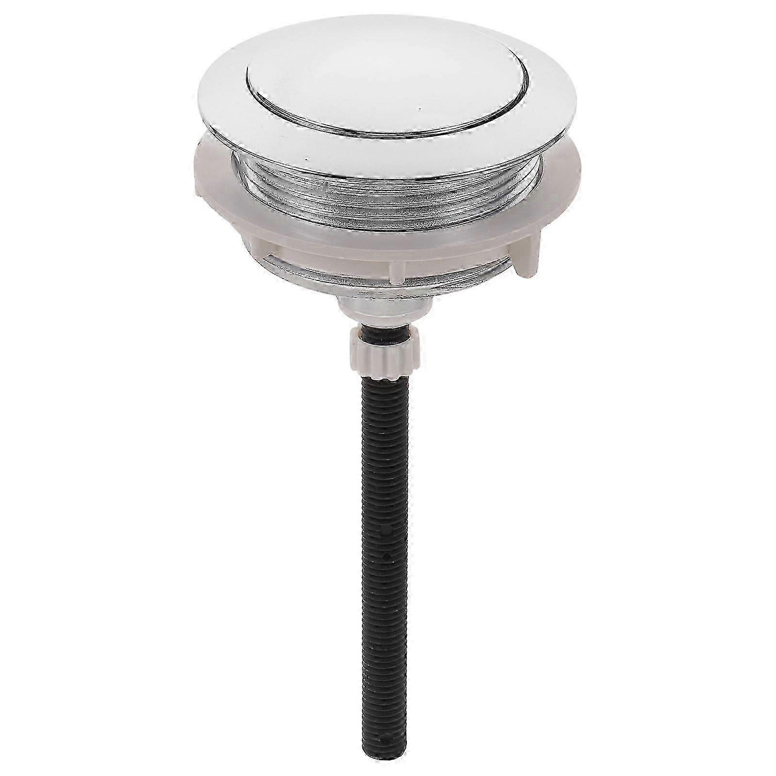 Round Silver ABS Toilet Flush Button Replacement, Water-Saving Single Push, Easy Installation, 1 Set
