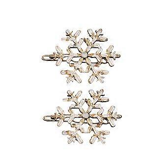 Hair Accessories Snowflake Rhinestones Hair Clips for Women 2Pcs Golden