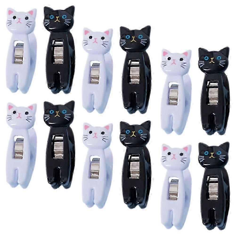 12 pcs Cute Memo Clips Cat Note Clips Multi-functional Plastic Clips Windproof Clothes Clips