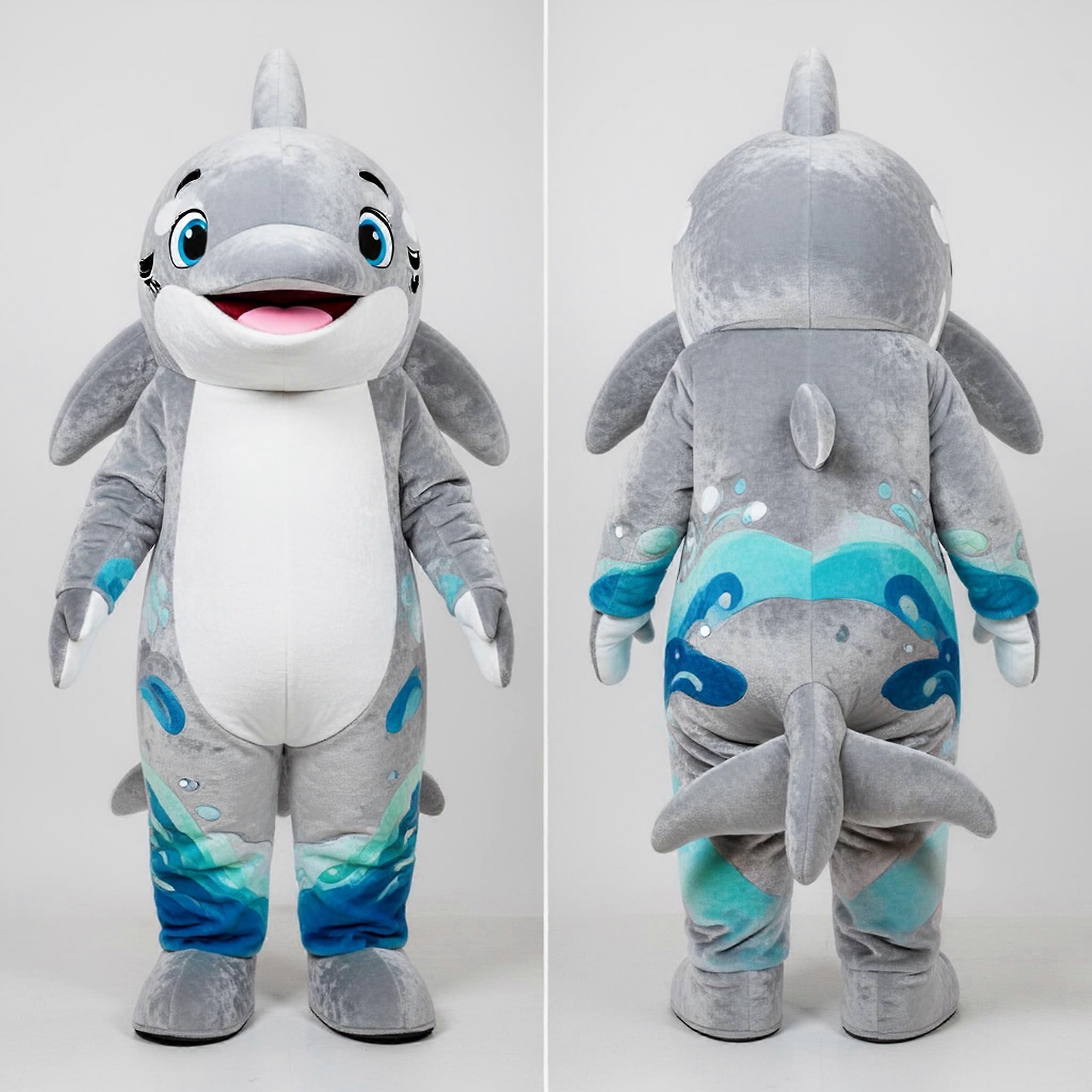 MASTICOT Shimmering Silver Cartoon Killer Whale Mascot