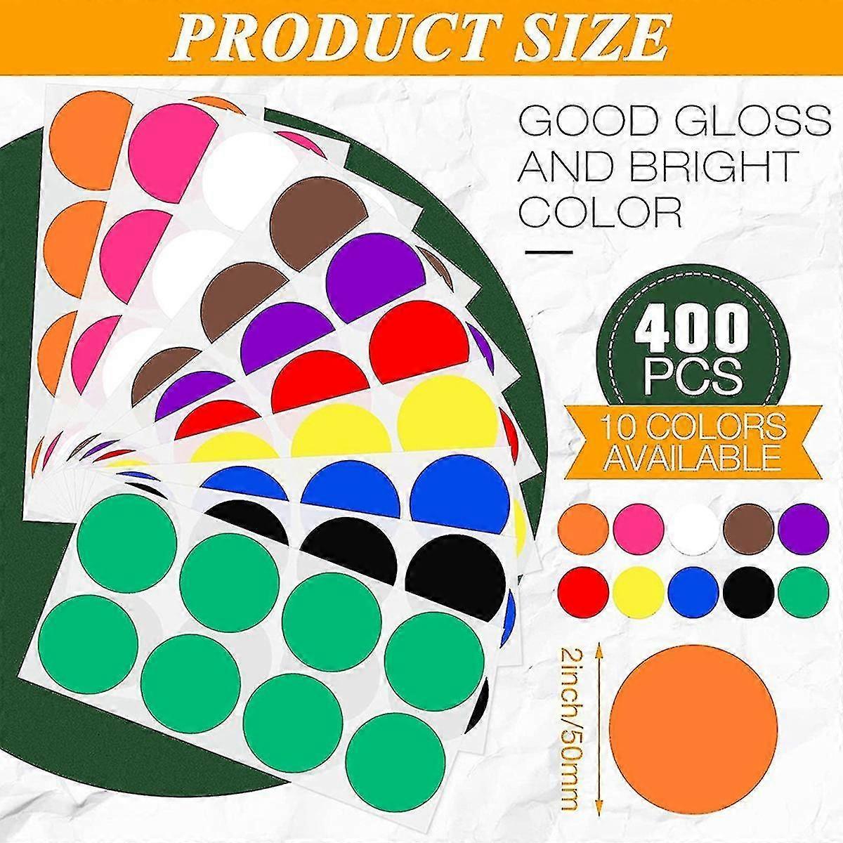 2 Inch Round Color Coding Sticker 10 Assorted Colors Circle Dot Labels Self-adhesive Colored Solid C